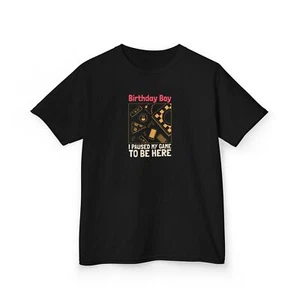 I Paused My Game For This, Birthday Boy Pizza Party Kids Funny Tee T-Shirt Gift - Picture 1 of 21