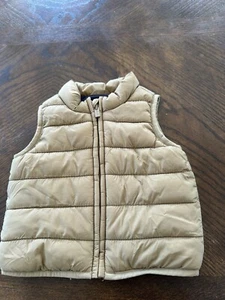 Old Navy Tan Puffer Vest 3-6 Month Baby Zip Up - Picture 1 of 3