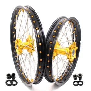 KKE 21/18 Wheels Rims Fit Suzuki DRZ400S 2000-2024 DRZ400 400E 400SM Gold Nipple - Picture 1 of 12
