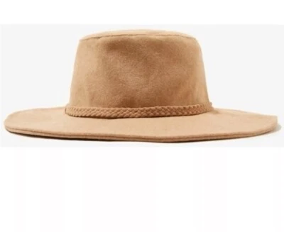 全新带标签 ASN 洛杉矶哈珀毛毡羊毛混纺软呢帽子,棕褐色,均码 — 第 1/4 张图片