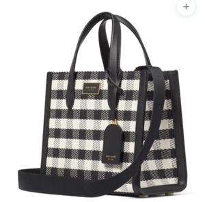 Kate Spade - Manhattan - kleine Beuteltasche/Umhängetasche - schwarz/weiß GIngham - neu mit Etikett - $ 398 - Bild 1 von 13