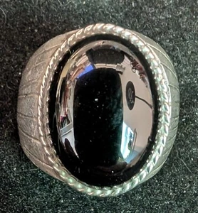 Vintage Navajo quadratischer Herrenring Sterlingsilber schwarzer Onyx Stein Größe 9,5 - Bild 1 von 5