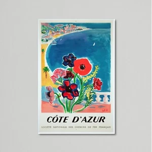 Vintage Reise Poster - Côte d'Azur Blumen und Küste von Jal 1947 - Bild 1 von 6