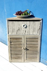 GeKi Trend Eckschrank Holz Vintage Kommode Schrank Shabby Eckregal Beistelltisch - Bild 1 von 13