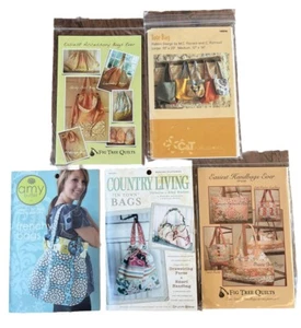 5 CRAFT PATTERNS/ BAGS FABRIC NEW Country Living, Amy Butler, Etc. - Picture 1 of 14