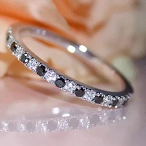 1/2 Round Cut Lab-Created Diamond 14K White Gold Plated Eternity Band Ring - Picture 1 of 4