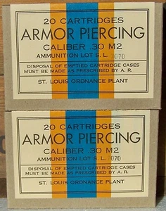 ST. LOUIS ORD CAL. .30 M2 ARMOR PIERCING WWII NEW REPLICA 20 ROUND AMMO BOXES - Picture 1 of 10
