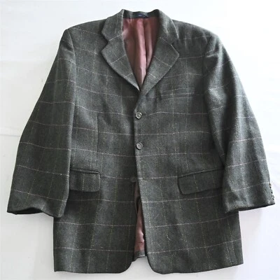 Vtg Gap Small Green Herringbone Tweed Wool Mens Blazer Suit Jacket Sport Coat - Image 1 of 4