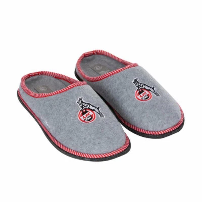 1. FC Köln Pantoffeln Hausschuhe hellgrau „Logo" Gr. 40-47