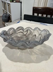 Murano Glass Bowl Italian Art Deco Glass Oval Bowl Made in Italy - Picture 1 of 2