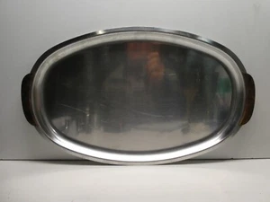 VINTAGE STELTON STAINLESS STEEL ROSEWOOD TRAY MID CENTURY SCANDINAVIAN DESIGN - Picture 1 of 5