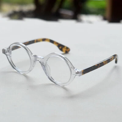 New Men Crystal round Eyeglasses women crystal acetate glasses tortoise legs - Image 1 of 4