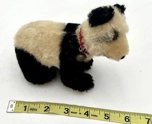 Vintage STEIFF Mohair PANDA STANDING RED COLLAR AND BELL - Picture 1 of 5