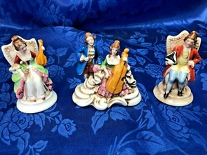 Vintage Set of 3 Piece Occupied Japan Maruyama Figurines Colonial Couples - Picture 1 of 6