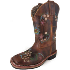 SMOKY MOUNTAIN BOOTS Youth Girls Floralie Brown Leather Cowboy Boots (3843Y)