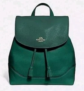 Coach Elle F72645 jadegrün Leder Rucksack Quaste Zug Kordelzug $ 378 - Bild 1 von 5