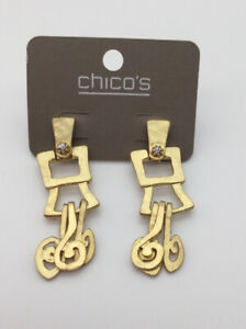 Chico's Gold Scroll earrings NWTS