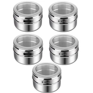 5 Pack Magnetic Spice Tins Seasoning Containers for Refrigerator Kitchen - Picture 1 of 7
