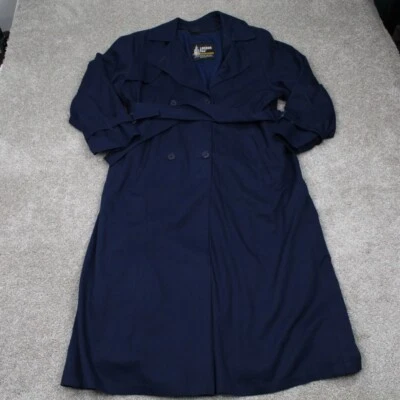 London Fog Trench Coat Women 10 Reg Blue Gabriella Belted Zip Out Fleece Lining - Image 1 of 4