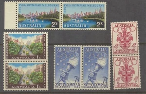 Juegos Olímpicos de Melbourne 1956 Australia conjunto de 4 pares de estampillas MUH - Imagen 1 de 1