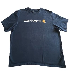 Carhartt T-Shirt 3XL Spellout Logo Grafik Kurzarm Freizeit Arbeit Oberteil Navy - Bild 1 von 7