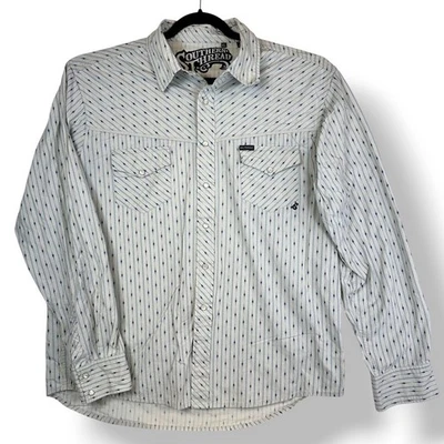 Southern Thread Mens XXL Long Sleeve Western Pearl Snap Button Shirt Rodeo Print - Image 1 of 4