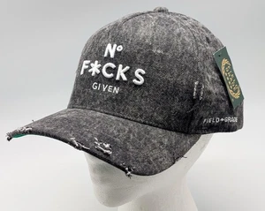 Neu mit Etikett Field Grade NO F*CKS GIVEN Washed Distressed Design Denim Truckermütze Druckknopf - Bild 1 von 12