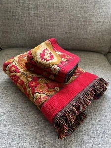 Vintage Cannon Royal Family Badetuch Waschlappen rot Paisley Deko Retro alt Geld - Bild 1 von 12