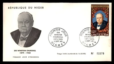 Mayfairstamps 尼日尔 FDC 1965 年温斯顿·丘吉尔爵士尼亚美首日封面 aau_88 — 第 1/2 张图片