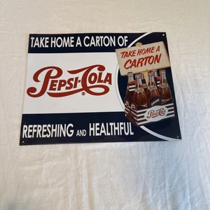 Pesi-cola Metal Sign Take Home A Carton Of Pepsi-Cola 12”x15” 2006 Reproduction - Picture 1 of 19