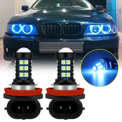 Bright Ice Blue H8 LED Light Bulbs Angel Eyes Halo Ring For BMW X5 E70 2006-2010 - Image 1 of 4