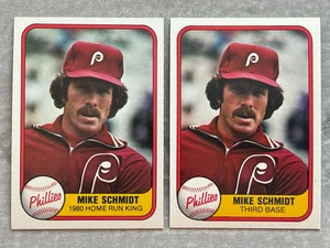 (2) 1981 Fleer MIKE SCHMIDT "Wrong Number" Error & Corrected Baseball Cards #640 - Picture 1 of 2