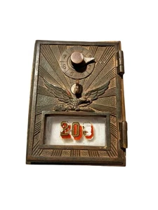 Antique Original 1900's Post Office PO Box Door Number Combination Eagle Bronze? - Picture 1 of 12