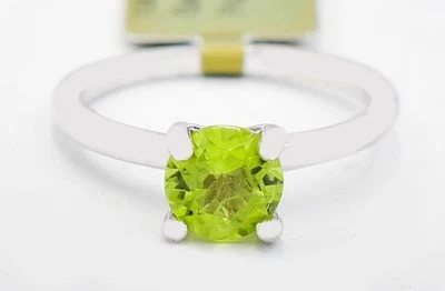 GENUINE 1.13 Cts PERIDOT SOLITAIRE RING 10K SOLID WHITE GOLD -Free Appraisal - Image 1 of 4