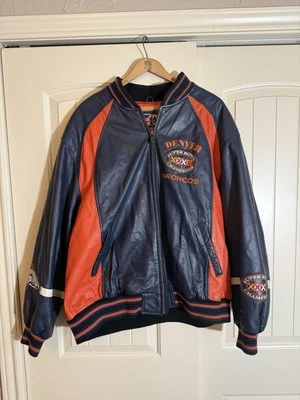 1998 Super Bowl XXXII Leather Denver Bronco Jacket Size 2XL Carl Banks & GIII - Image 1 of 4