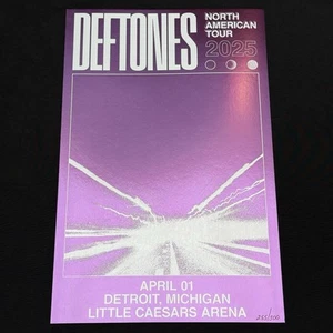 Deftones Detroit MI North America Tour 2025 Foil Concert Poster #255/300 - Picture 1 of 4