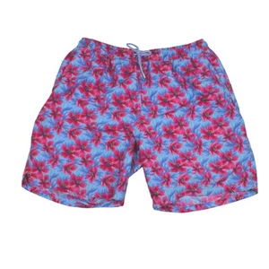 Peter Millar Mens Swim Shorts XL Blue Red Floral 100% Polyester - Picture 1 of 5