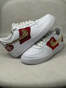 SF Bling Colorway Nike Air Force 1 '07 White Damen | Custom Bling 49ers - Bild 1 von 6