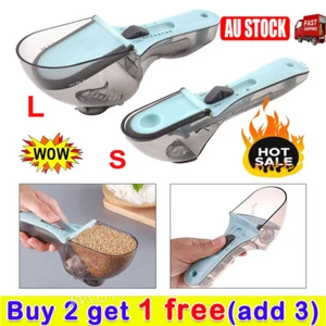 Kitchen Plastic Baking SeasODing Scoop with Scale Adjustable Measuring Cup Spoon - Picture 1 of 20