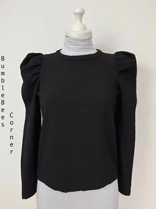 Blusa ZARA Top TEXTURIZADA Negra REUNIDA MANGAS ABULLONADAS S Camisa NUEVA CON ETIQUETAS 5093/220 - Imagen 1 de 15