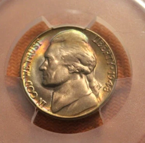 PCGS MS66+ 1948-D 5C Jefferson Nickel!  Beautiful rainbow tone!  True Gem! - Picture 1 of 4
