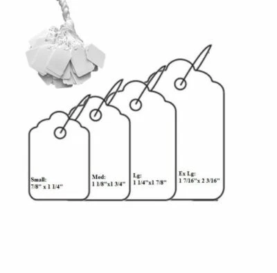 1000Pc Blank White Merchandise Price Tags w/ String Jewelry Retail Strung - Image 1 of 4