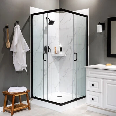 Palisade 36 pulgadas x 36 pulgadas x 78 pulgadas vinilo esquina ducha envolvente con accesorios Foto 1 de 4