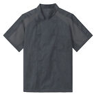 Mens Chef Coat Stand Collar Tops Breathable Uniform Cook Jacket Kitchen Shirt