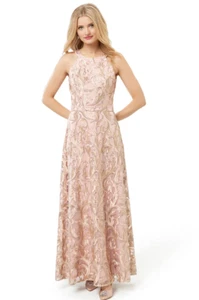 REVIEW Until Forever Formal Maxi Dress Size 6 - Blush/Metallic - Picture 1 of 6