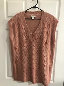 FINAL SALE Ruby Moon Soft Musky Pink Cable Knit Pullover Vest - Size L 🌻 - Picture 1 of 10