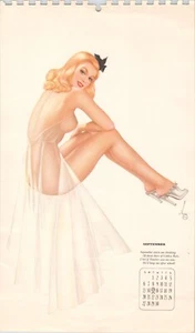 Original Vintage September 1942 VARGAS Pinup Calendar Girl Blonde See-Thru Dress - Picture 1 of 2