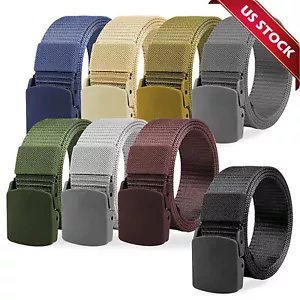 Cinturón militar táctico de lona de nailon con hebilla de leva de plástico para hombre - Imagen 1 de 14