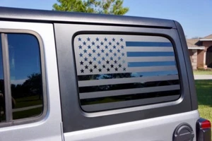 USA Flag Side Window Decal Kit- Fits Jeep Wrangler JL Unlimted - Matte Black - Picture 1 of 6