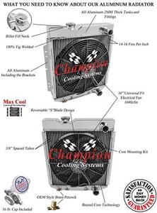 1962 - 1965 Ford Falcon Alum 3 Row CA Radiator and Fan Combo - Bild 1 von 9